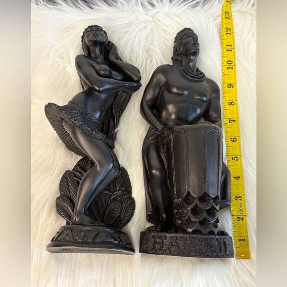 Hawaiian Black Art Sculptures 2pc - Picture 7 of 7